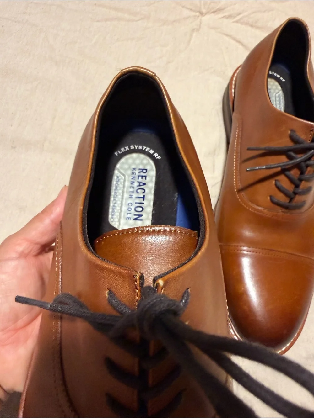 Kenneth Cole -flex system- Classic Brown Leather Cap-Toe Derby for Men size 11